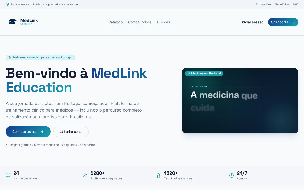 Medlink Education — interface real do sistema